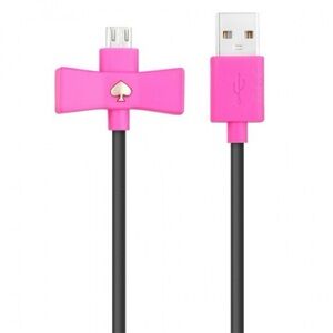 Kate Spade New York Bow Micro USB Cable 3.3 ft Charge & Sync Pink Black NIB